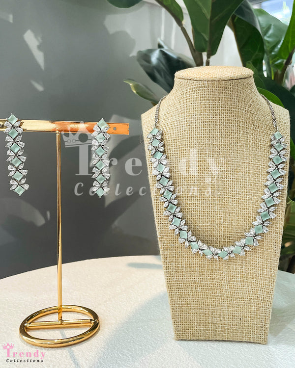 "American Diamond" AD Necklace & Earrings Jewellery Set