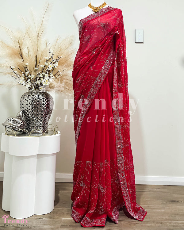 Maroon Light Soft Saree with Silver Wave Dot Design
