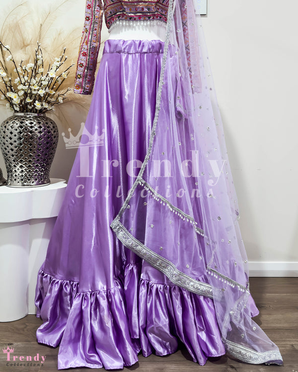 Lavender Lehenga Set with Sequin and Thread Embroidery - Sizes 34 to 40