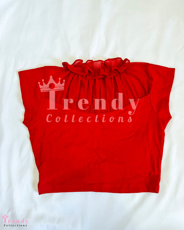 Free Size Red Stretchable Sleeveless Blouse