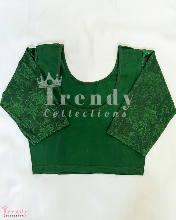 Green Stretchable Ready to Wear Blouse - Free Size