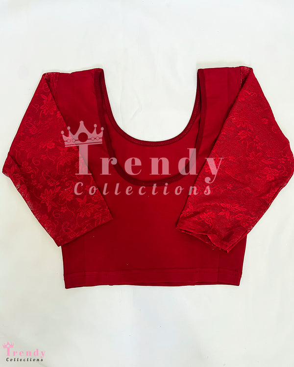 Free Size Stretchable Red Blouse with Embroidery