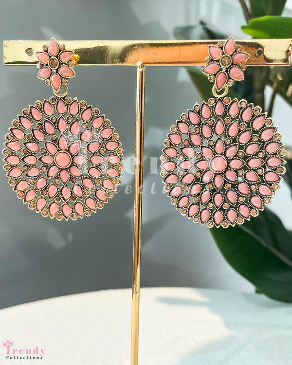 Pink Petal Design Kundan Earrings