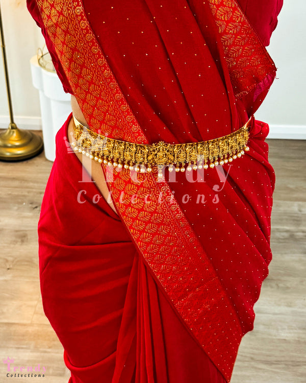 Traditional Nepali Belt with Beads for Sarees - Golden Colour