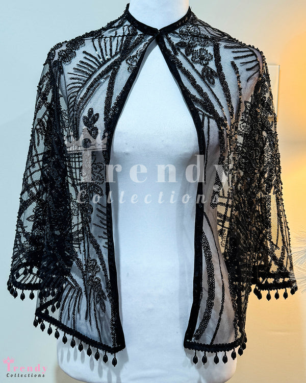 Nepali Trendy panchu with Sequin & Beads Work in Black