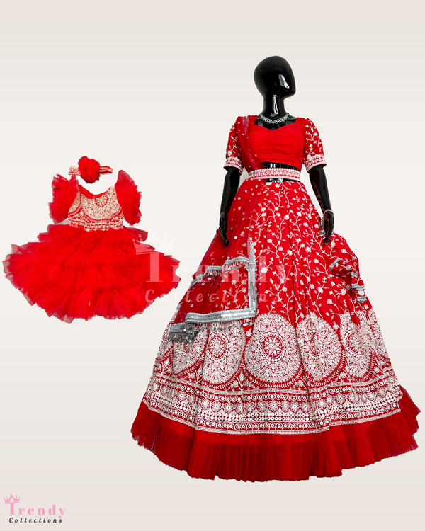 MOM AND DAUGHTER DESIGNER BOUTIQUE LEHENGA SET (Mom Blouse size 34 - 44 available)