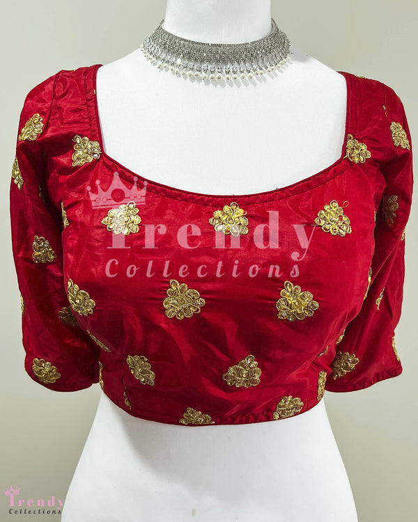 Designer Blouse with Gota Patti Work - Red Colour (Sizes 32 - 42 Available)