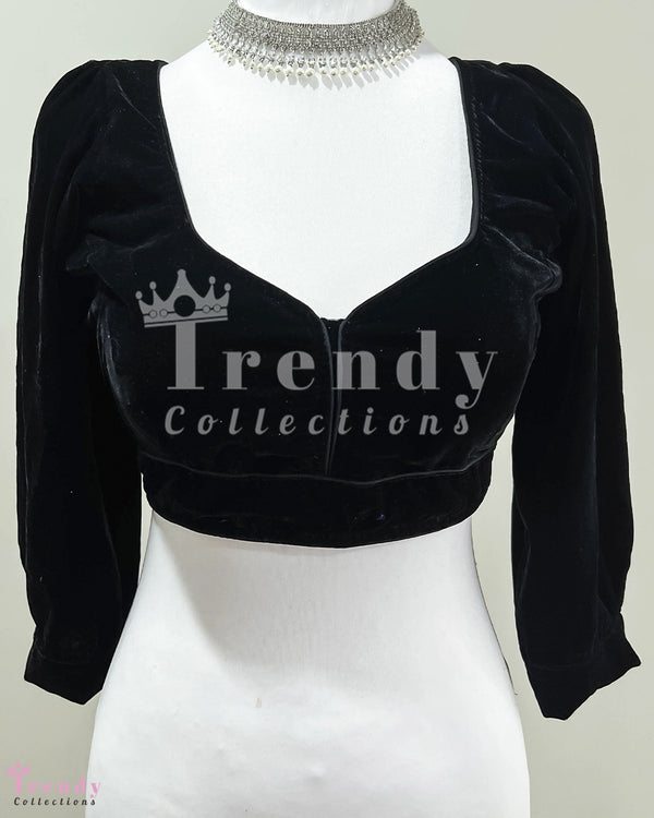 Classic Black Velvet Designer Blouse Sizes 32-44