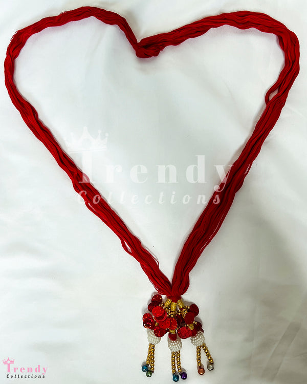 Vibrant Red Chulthi Dhago Tassel - Traditional Nepali Hair Accessory